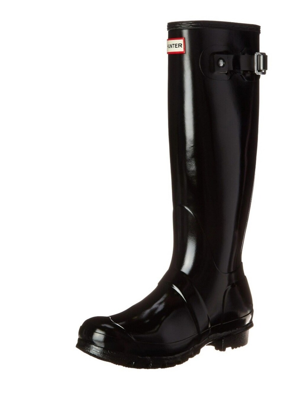 Hunter Glossy Black Tall Women's Rain Boot with Buckle